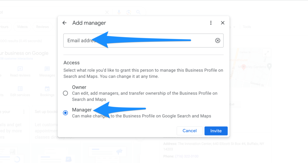 Enter Email Address or Group ID Select Manager