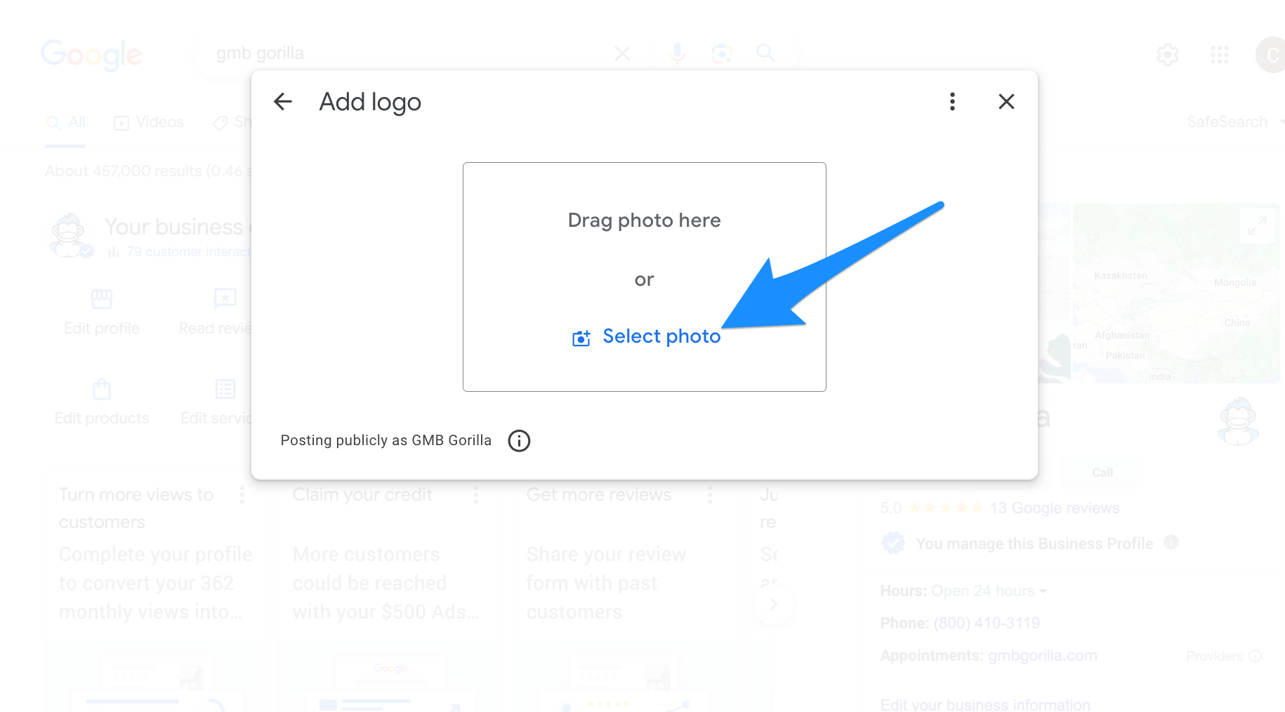 image of selecting the profile picture to be uploaded